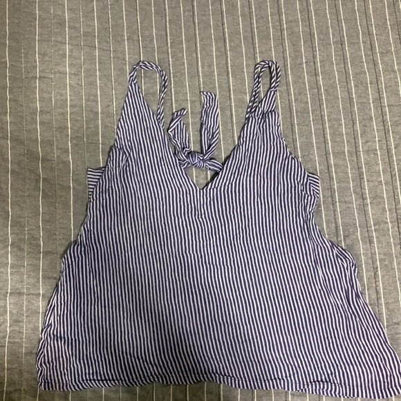 Lulus Navy Blue and White Striped Tank Top Small - Picture 4 of 5